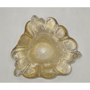 Murano‎ Glass Gold Fleck Ashtray 4.5"